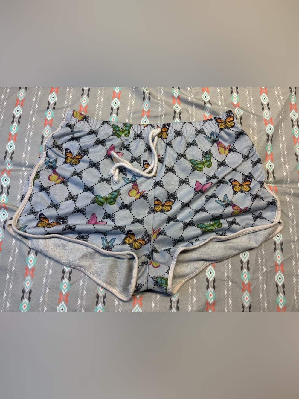 🧩Light Blue Butterfly-Print Lounge Shorts